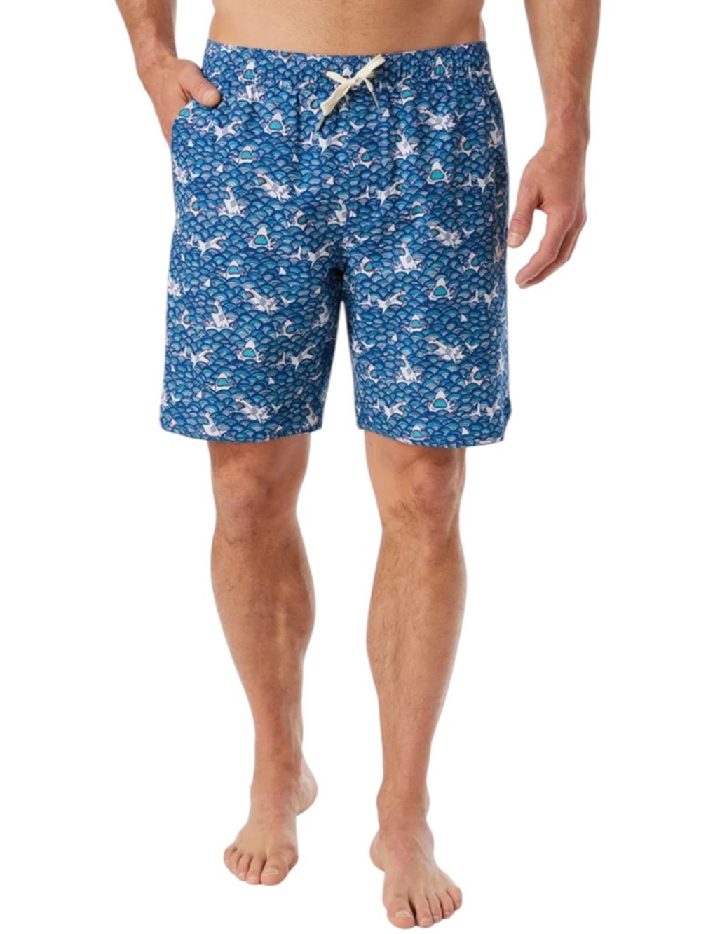 Limited Edition Shark Week x Fair Harbor Blue Sharkwave Swim Trunk, Medium